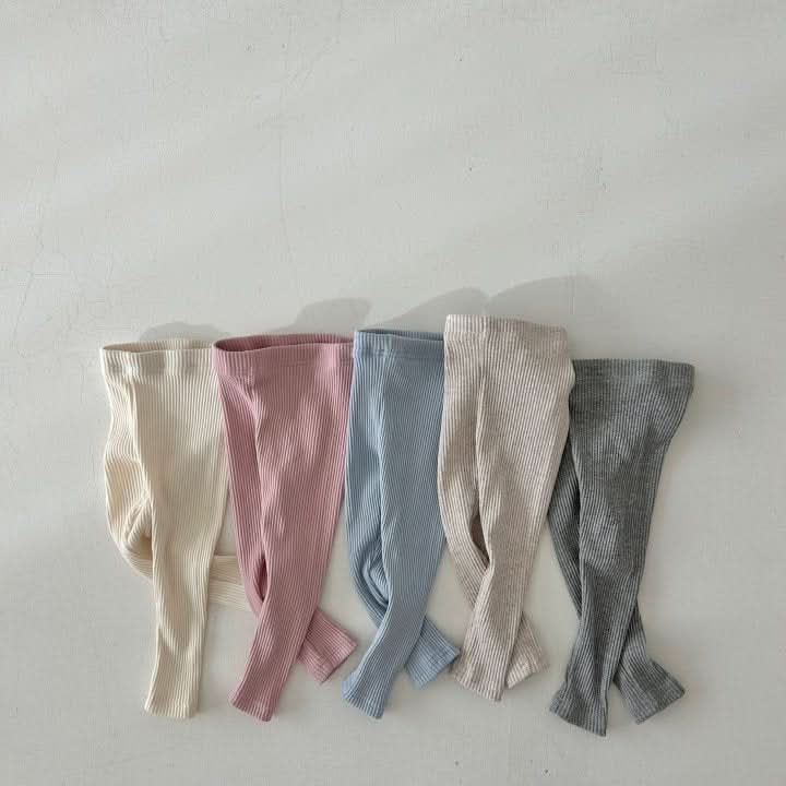 Kids Ribbed Basic Leggings (1-6y) - Cream kids outfit