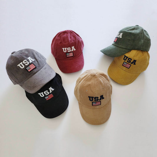 Kids USA Corduroy Baseball Cap ( 2 - 5y) - 6 Colors kids outfit