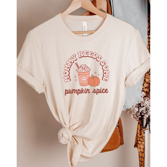 MAMA Mommy Needs Some Pumpkin Spice Graphic Tee - Light Cream kids outfit