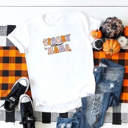 MAMA Spooky Mama Tee - White kids outfit