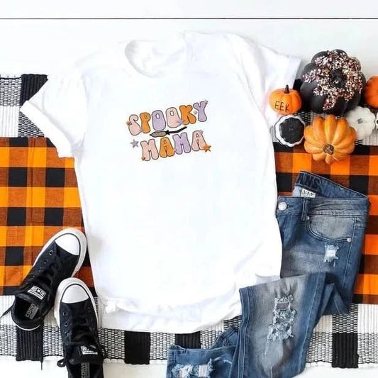 MAMA Spooky Mama Tee - White kids outfit