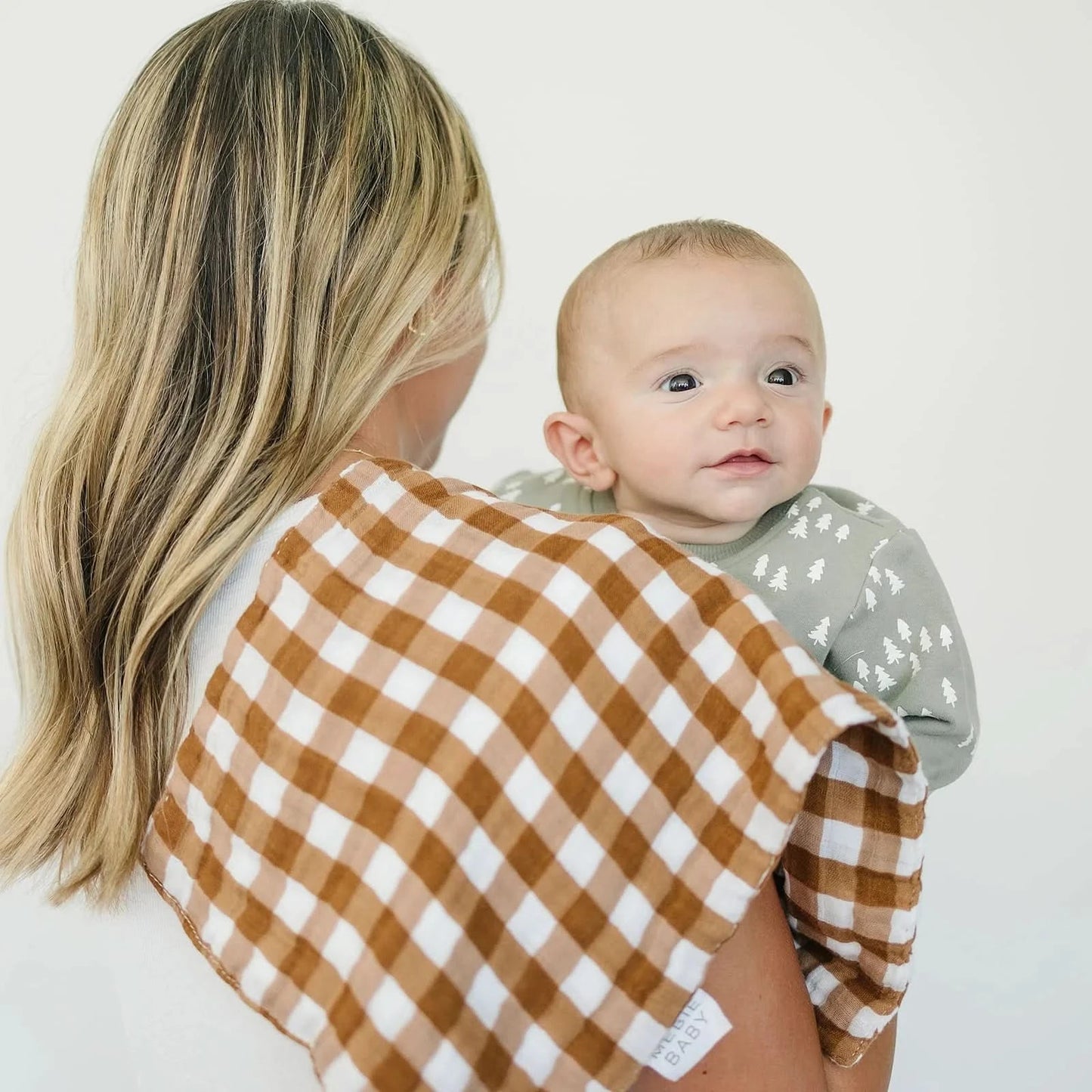 Mebie Gingham Burp Cloth kids outfit