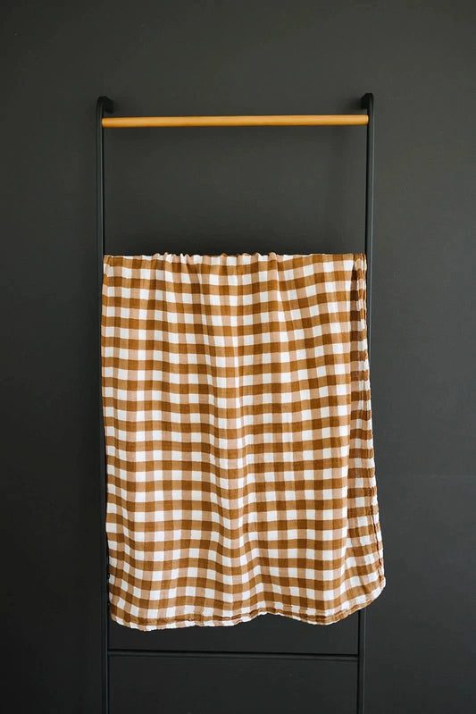 Mebie Gingham Muslin Swaddle Blanket kids outfit
