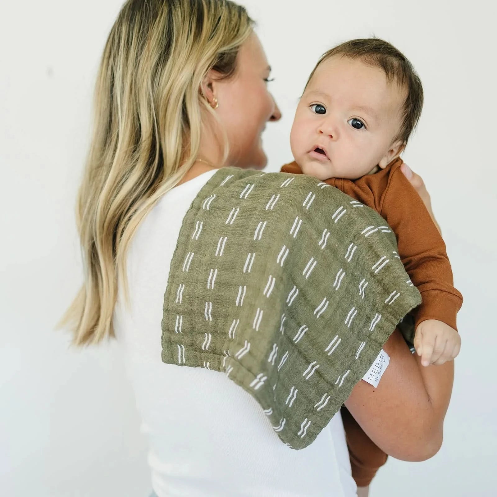 Mebie Olive Strokes Burp Cloth kids outfit