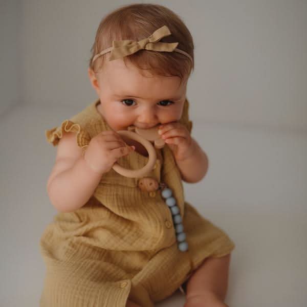 Mushie Dog Teether kids outfit