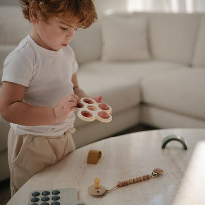 Mushie Flower Press Toy (Rose/Blush/Shifting Sand) kids outfit