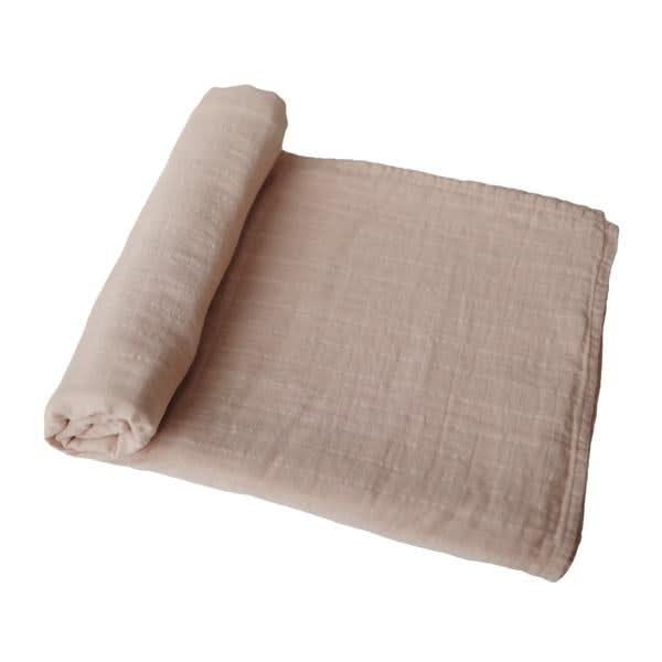 Mushie Muslin Swaddle Blanket Organic Cotton (Pale Taupe) kids outfit