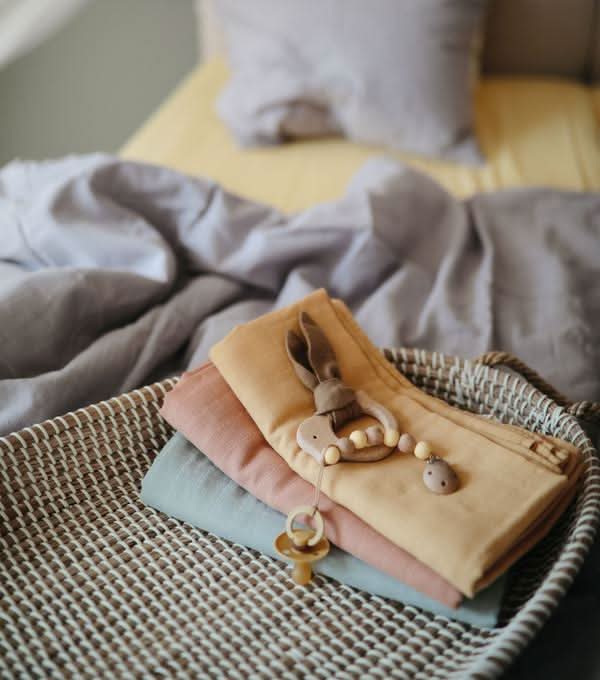 Mushie Muslin Swaddle Blanket Organic Cotton (Pale Taupe) kids outfit