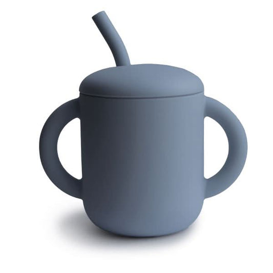 Mushie SILICONE TRAINING CUP + STRAW (TRADEWINDS) kids outfit