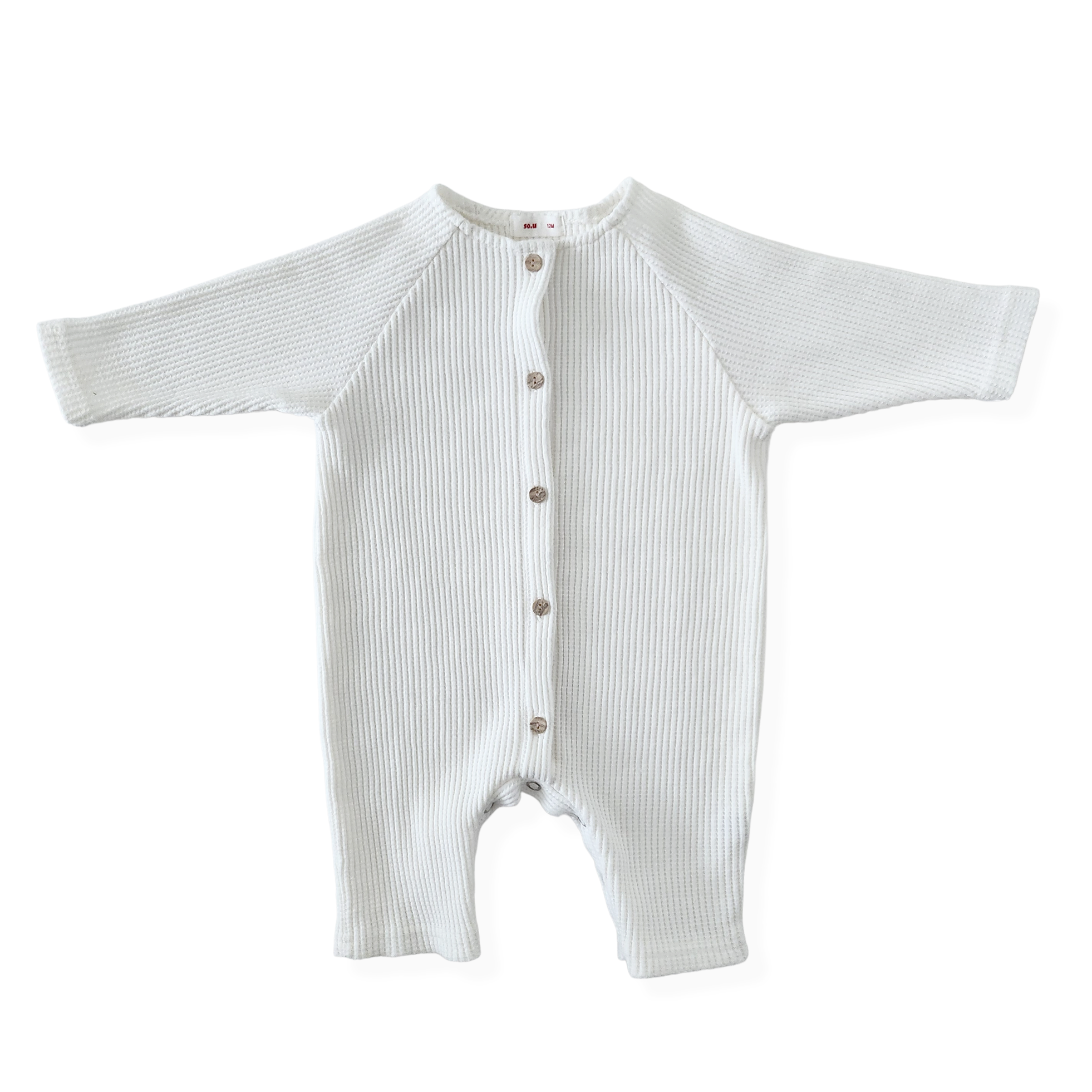 Baby Long Sleeve Waffle Bodysuit (6-18m) -White