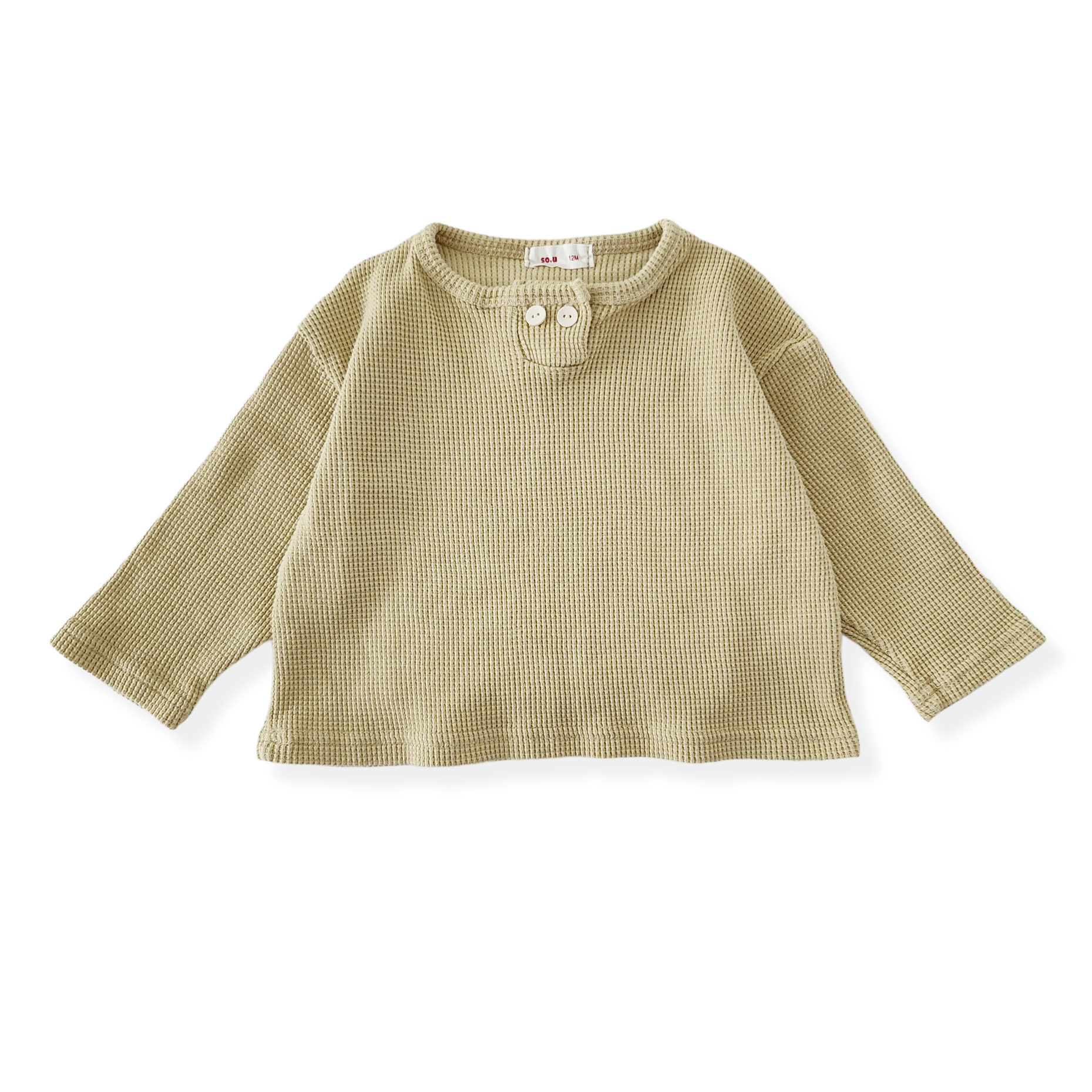 Baby Waffle Button Top (6-18m) - Green