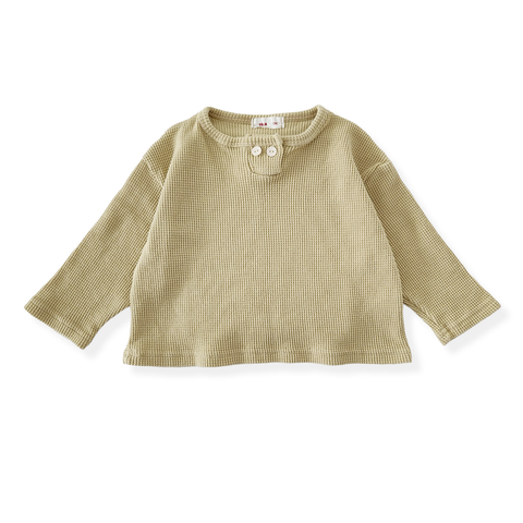 Baby Waffle Button Top (6-18m) - Green - AT NOON STORE