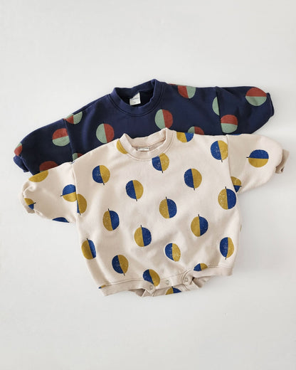 Toddler Balloon Print Sweatshirt Romper (3m - 3y) - Beige kids outfit