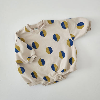 Toddler Balloon Print Sweatshirt Romper (3m - 3y) - Beige kids outfit