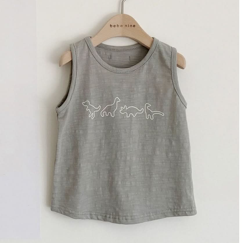 Toddler Dino Graphic Sleeveless Top (6 - 18m) - 2 Colors kids outfit