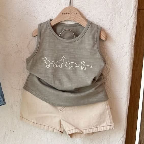 Toddler Dino Graphic Sleeveless Top (6 - 18m) - 2 Colors kids outfit