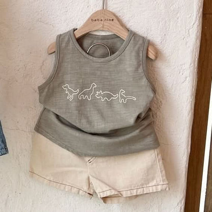 Toddler Dino Graphic Sleeveless Top (6 - 18m) - 2 Colors kids outfit