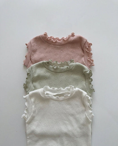 Toddler Heart Pointelle Lettuce-Edge Sleeveless Top (4-5y) - Ivory kids outfit