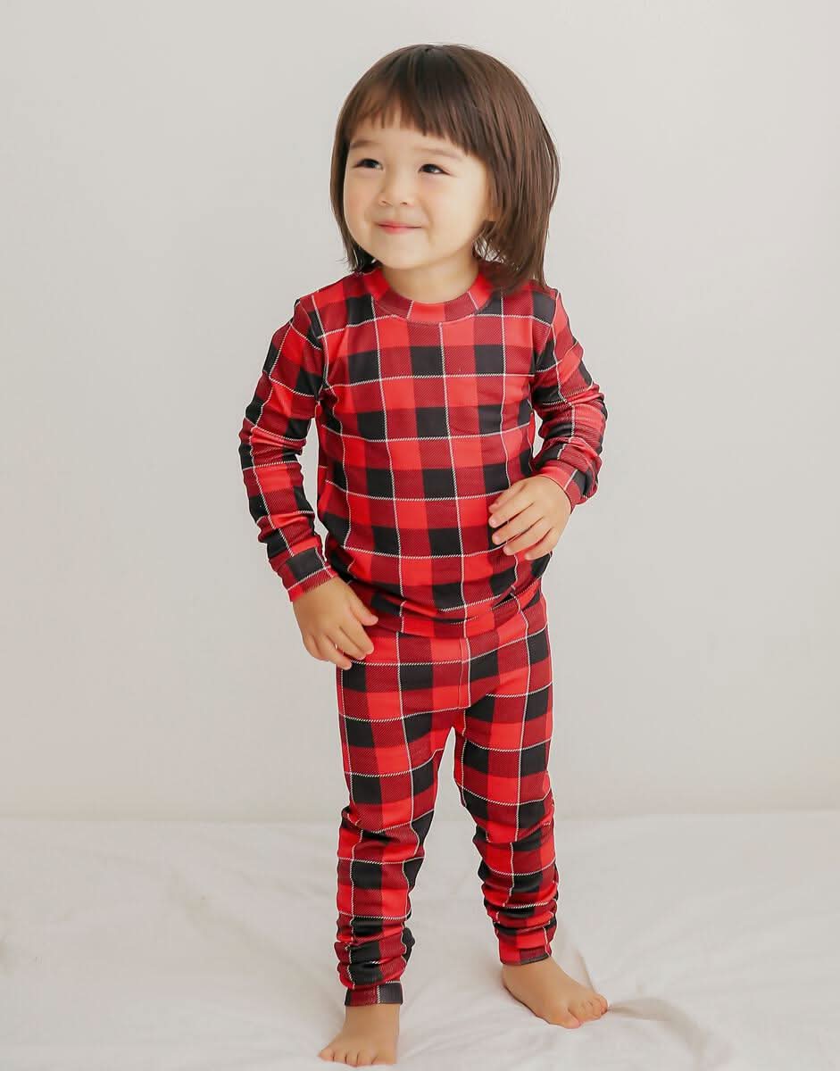 Toddler Kids Plaid 2 Piece Pajama Set (1 - 5y) - Red kids outfit