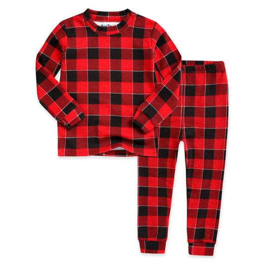 Toddler Kids Plaid 2 Piece Pajama Set (1 - 5y) - Red kids outfit