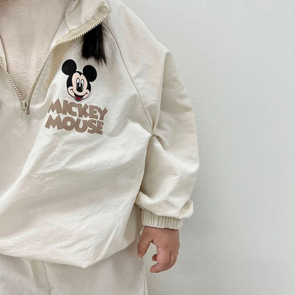 Toddler Mickey Half - Zip Pullover, Jogger Pants, and Shorts Set (1 - 5y) - Mint kids outfit