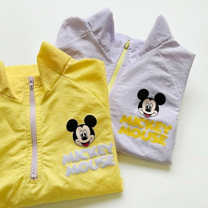 Toddler Mickey Half - Zip Pullover, Jogger Pants, and Shorts Set (1 - 5y) - Purple kids outfit