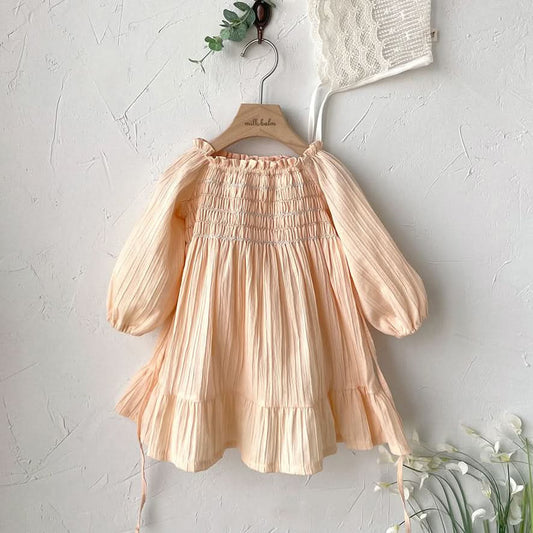 Toddler Milk Smocked Bodice Dress (3m - 2y) - Apricot kids outfit