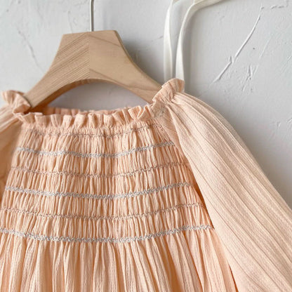 Toddler Milk Smocked Bodice Dress (3m - 2y) - Apricot kids outfit