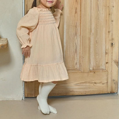 Toddler Milk Smocked Bodice Dress (3m - 2y) - Apricot kids outfit