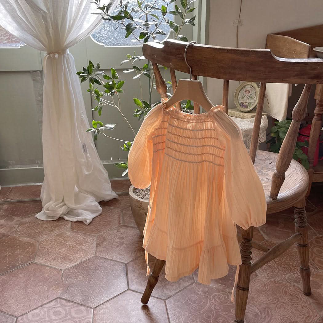 Toddler Milk Smocked Bodice Dress (3m - 2y) - Apricot kids outfit