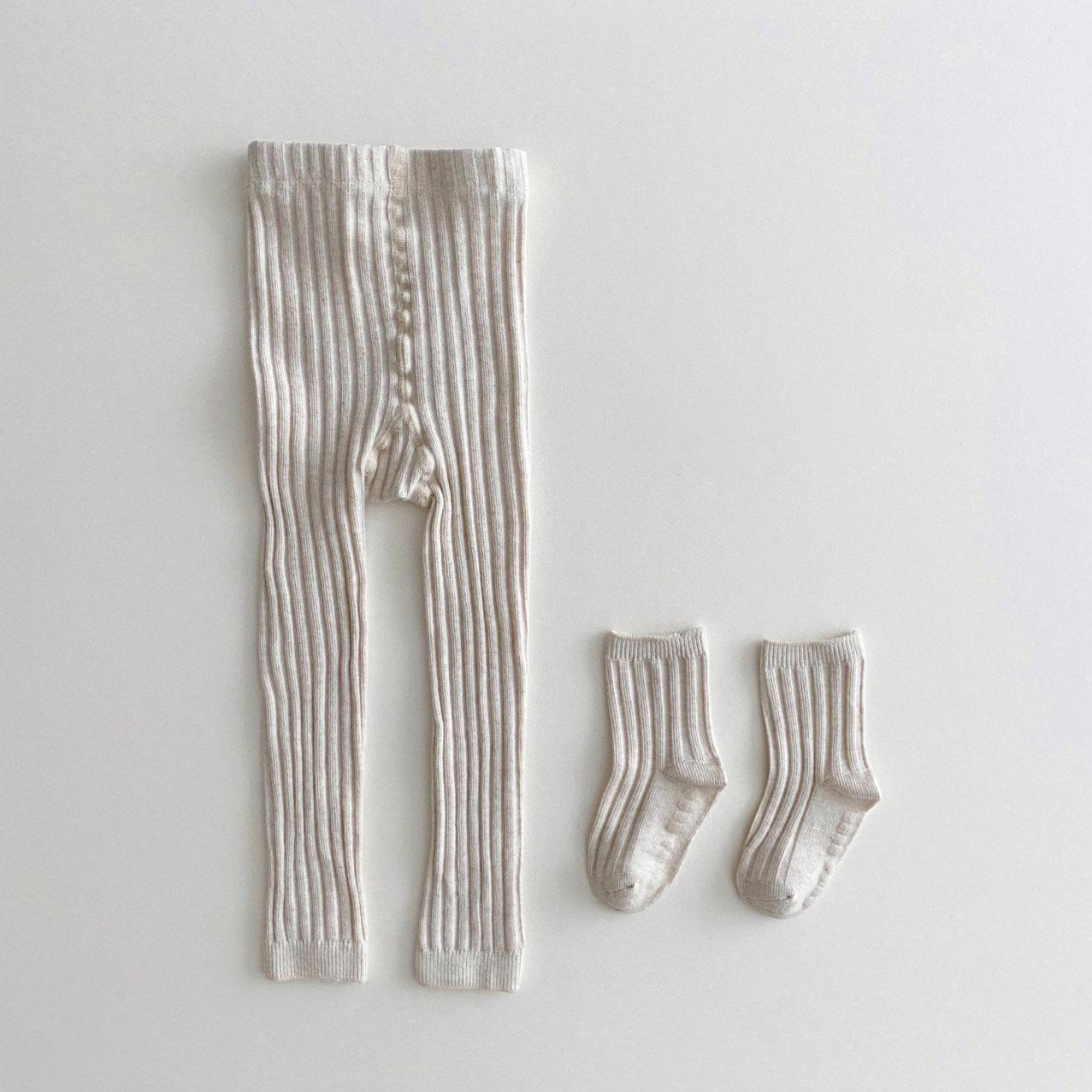 Toddler Ribbed Tights and Non - Slip Socks Set (1 - 5y) - 2 Colors kids outfit