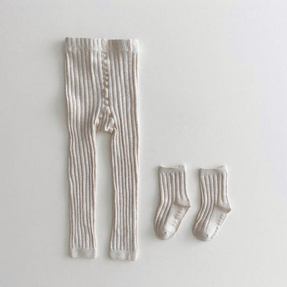 Toddler Ribbed Tights and Non - Slip Socks Set (1 - 5y) - 2 Colors kids outfit