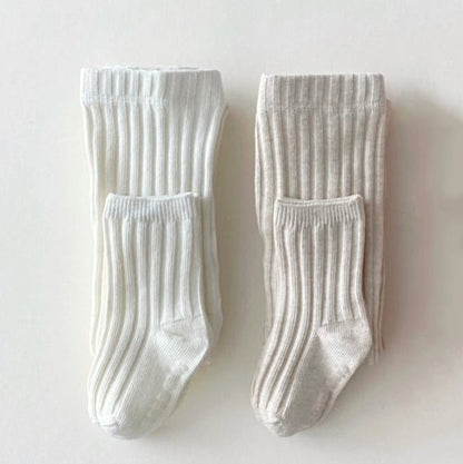 Toddler Ribbed Tights and Non - Slip Socks Set (1 - 5y) - 2 Colors kids outfit