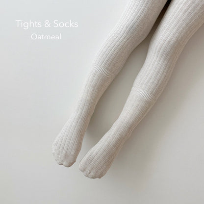 Toddler Ribbed Tights and Non - Slip Socks Set (1 - 5y) - 2 Colors kids outfit
