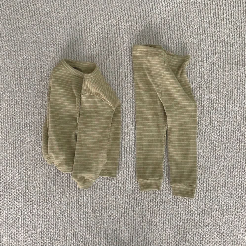 Toddler Striped Top and Pants Set (1-5y) - Olive kids outfit