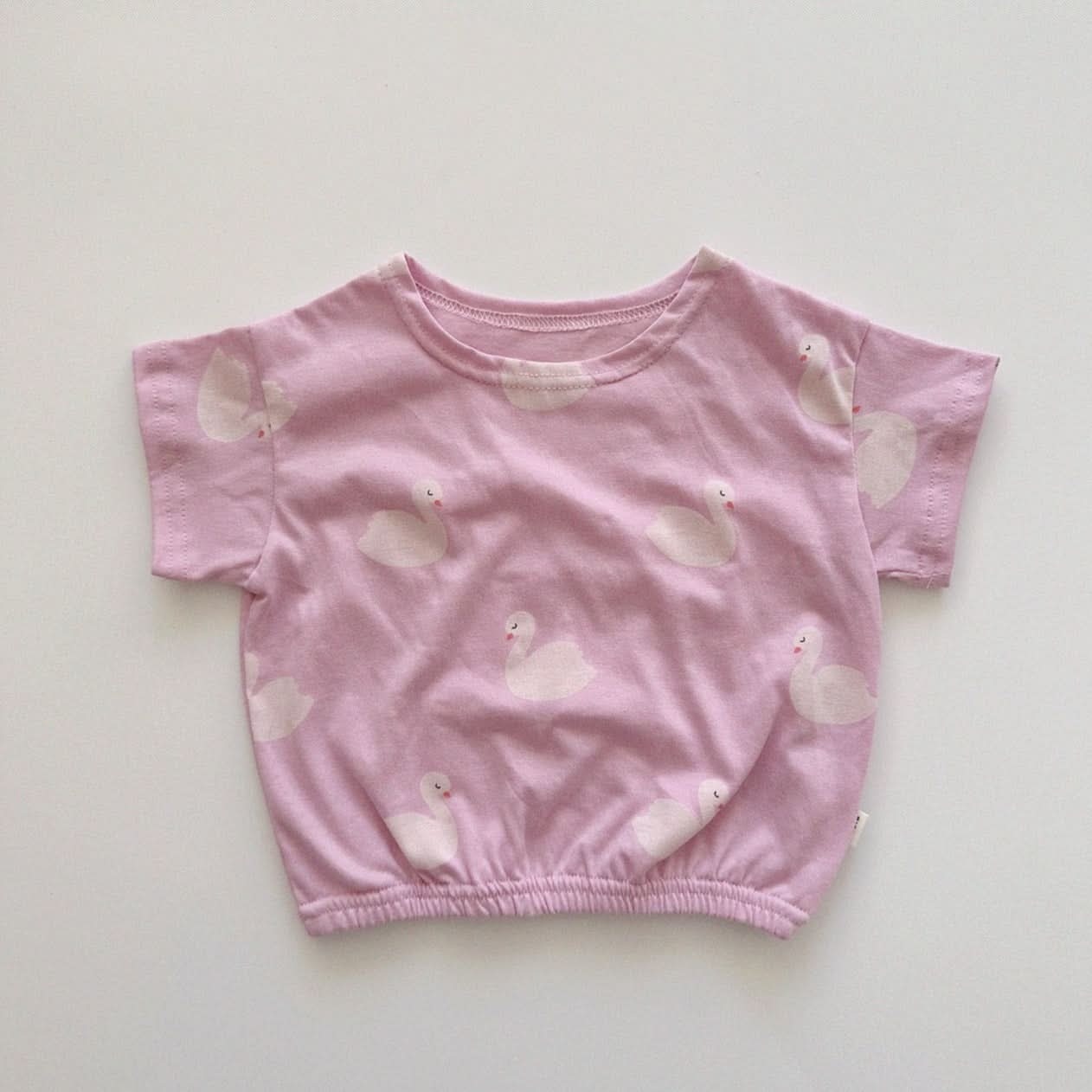 Toddler Swan Print Short Sleeve Top (0-2y) kids outfit