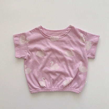 Toddler Swan Print Short Sleeve Top (0-2y) kids outfit