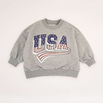 Toddler USA Sweatshirt (4-5y, Mommy) - Dark Heather Gray kids outfit