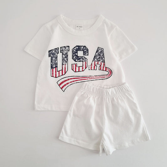 Toddler USA T-Shirt and Shorts Set (1-5y) - Ivory kids outfit