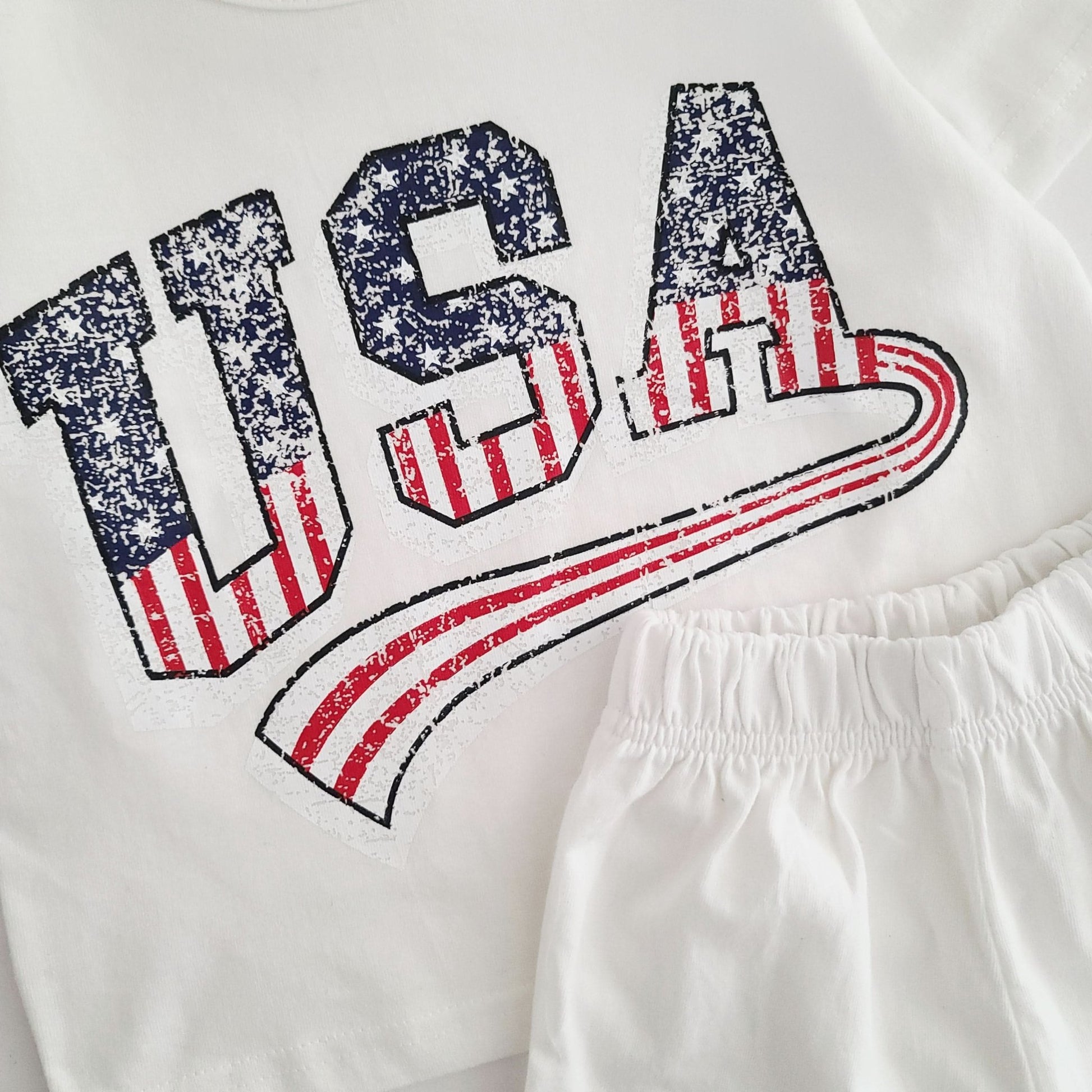Toddler USA T-Shirt and Shorts Set (1-5y) - Ivory kids outfit