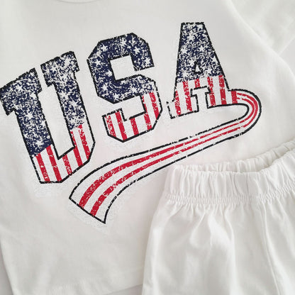 Toddler USA T-Shirt and Shorts Set (1-5y) - Ivory kids outfit
