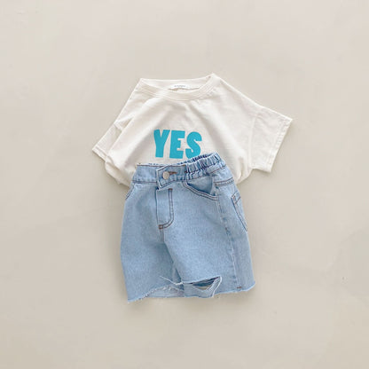Toddler/Mom Yes Print Short Sleeve T-Shirt (2 - 7y, Mom) - Ivory kids outfit
