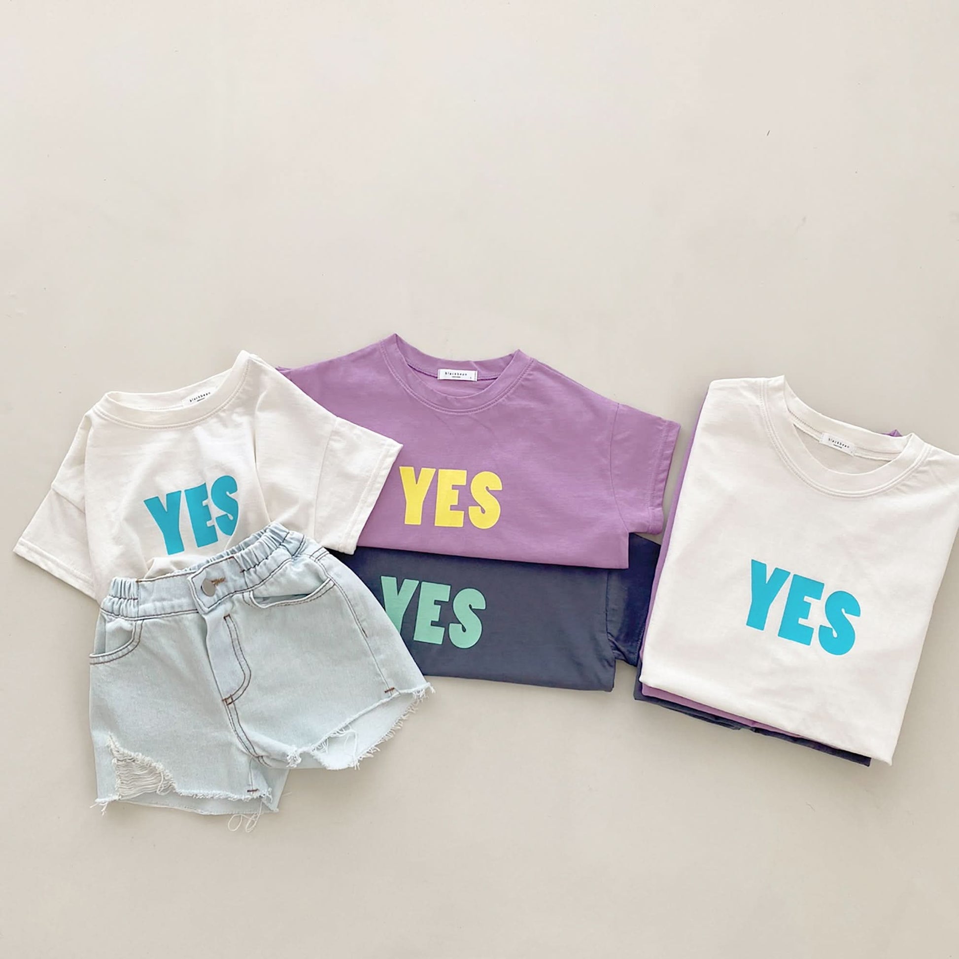 Toddler/Mom Yes Print Short Sleeve T-Shirt (2 - 7y, Mom) - Purple kids outfit