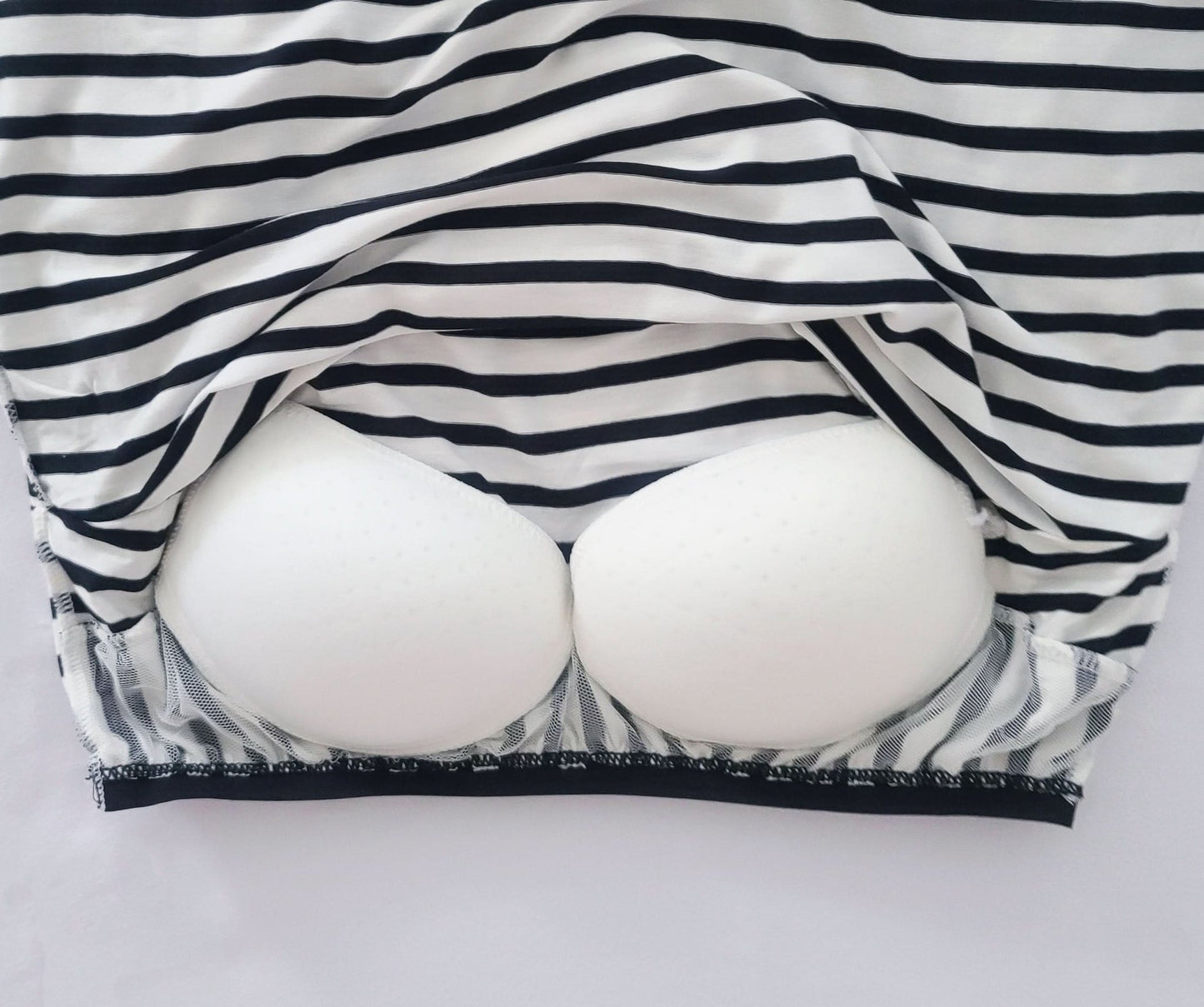 Women Striped Short Sleeve Built - in Bra Dress - Black kids outfit